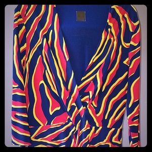 Vibrant colored Anne Klein faux wrap dress